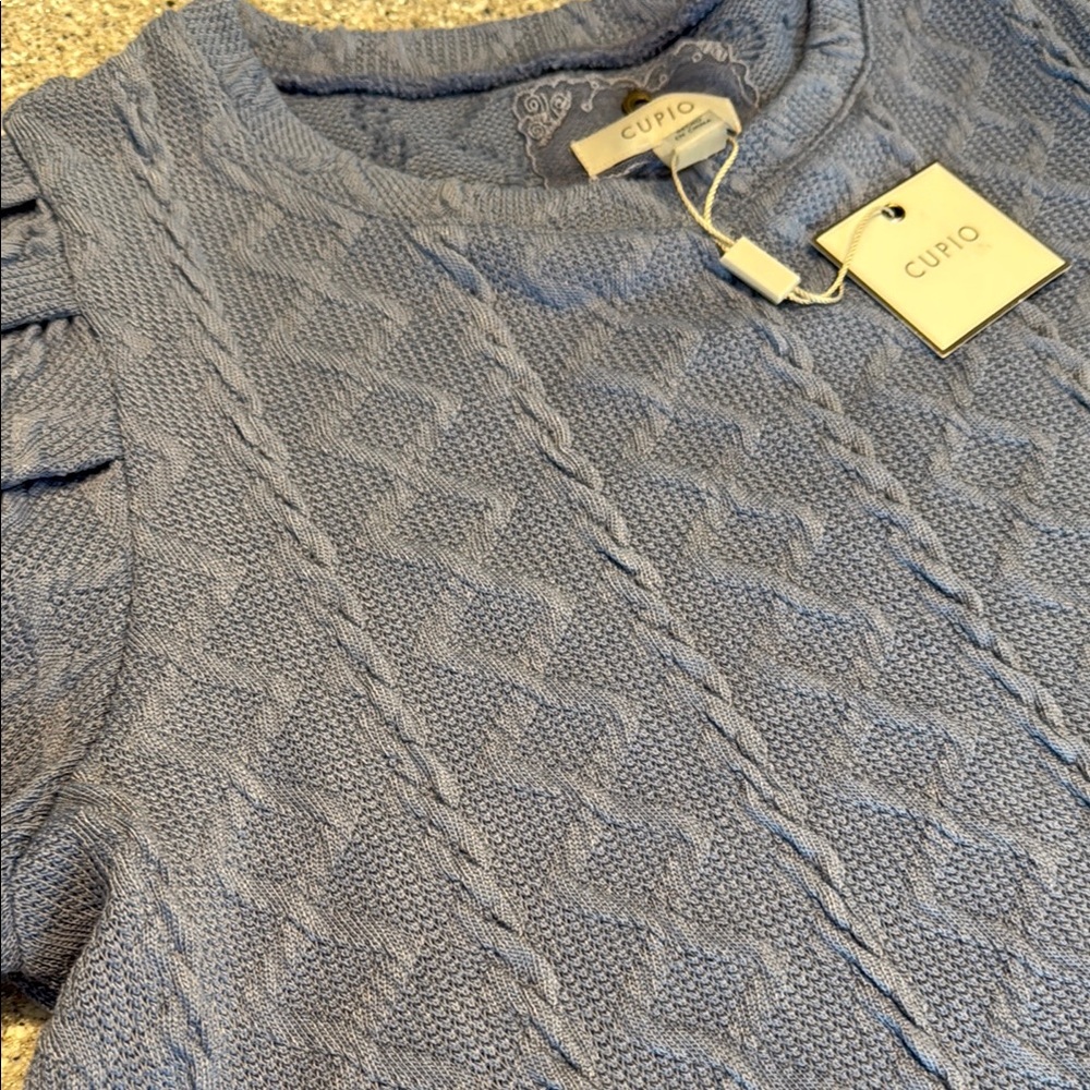 Cupid Blue Textured Women's Blouse - Picture 4 of 5